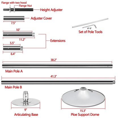 Adjustable Spinning Static Dance Pole Kit Portable Stripper Pole For Home Fitness  Professional Use 7