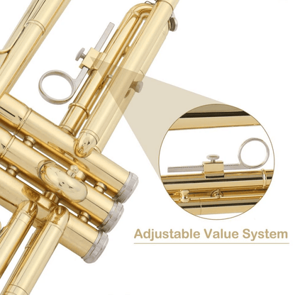 Gold Lacquer Bb Trumpet For Beginners With Durable Case Perfect For Student Bands And School Music  2