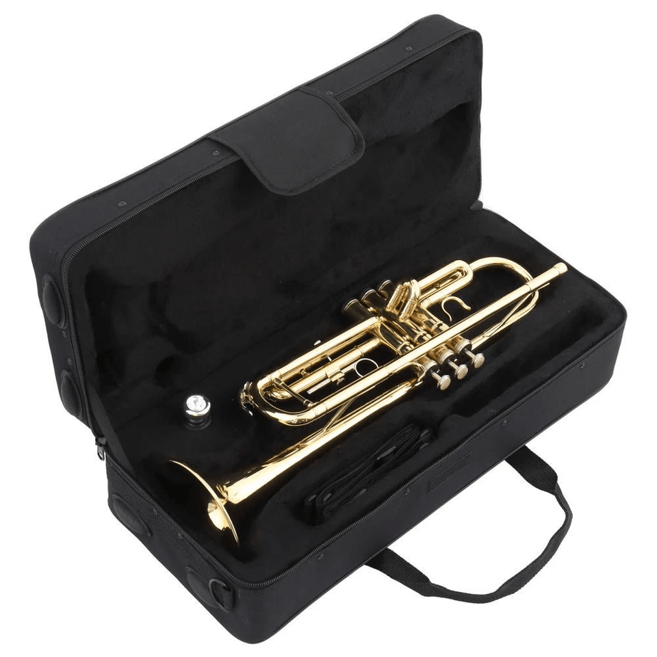 Gold Lacquer Bb Trumpet For Beginners With Durable Case Perfect For Student Bands And School Music  3