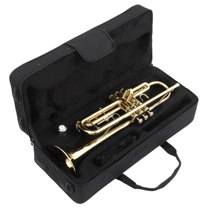 Gold Lacquer Bb Trumpet For Beginners With Durable Case Perfect For Student Bands And School Music  3