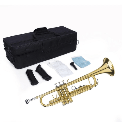 Gold Lacquer Bb Trumpet For Beginners With Durable Case Perfect For Student Bands And School Music  4