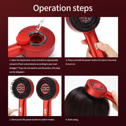 Hair Care Electric Vibration Massage Comb  Red Light Therapy Scalp Brush  Liquid Oil Applicator fo