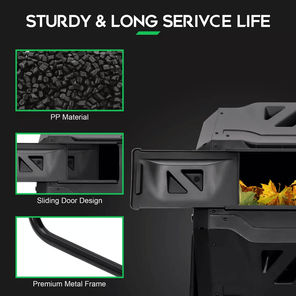 Dual Chamber Tumbling Composter Outdoor Rotating Compost Bin For Garden Waste 6