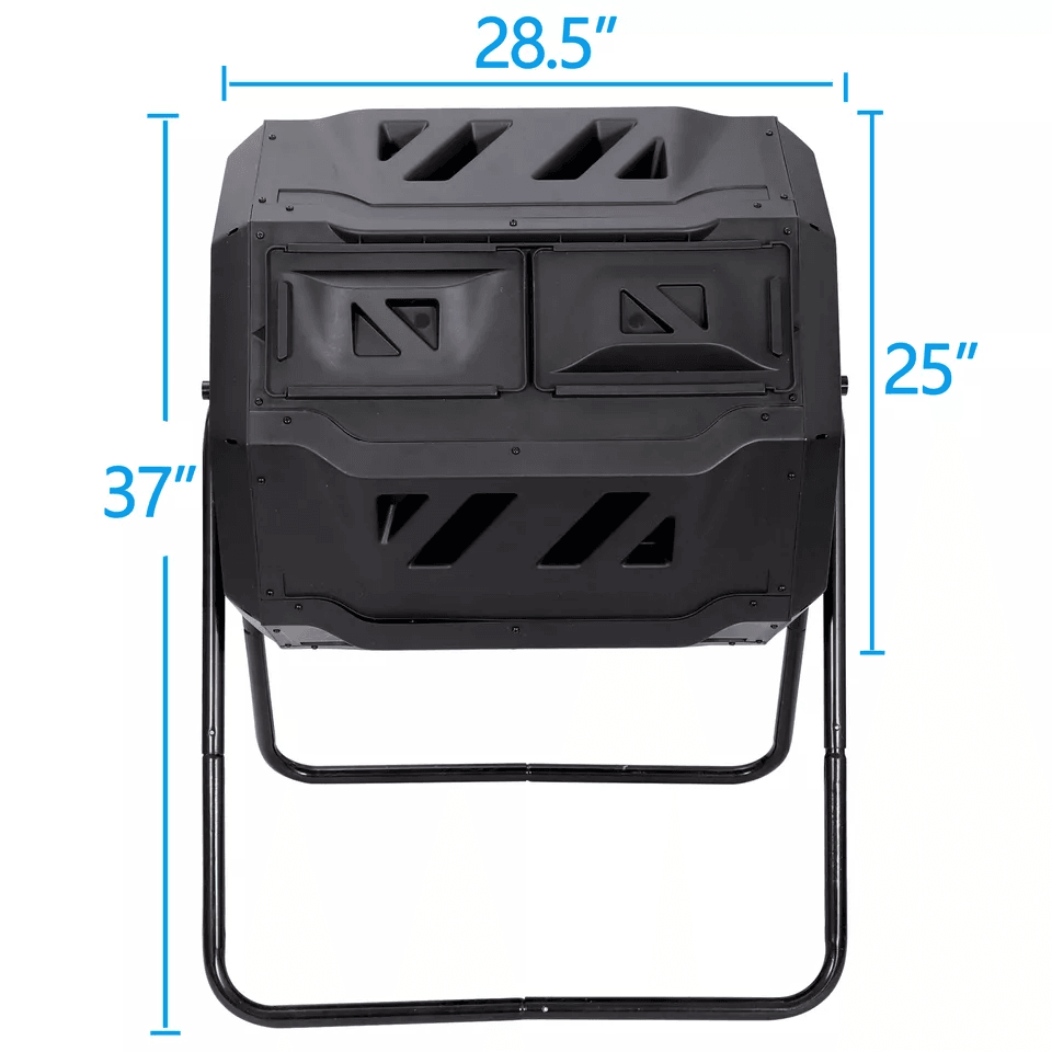 Dual Chamber Tumbling Composter Outdoor Rotating Compost Bin For Garden Waste 2