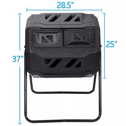Dual Chamber Tumbling Composter Outdoor Rotating Compost Bin For Garden Waste 2