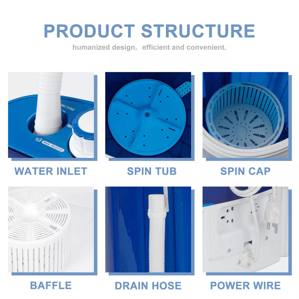 Portable Mini Washing Machine Compact 2in1 Washer  Spinner  Lightweight Single Bucket For Apartment 4