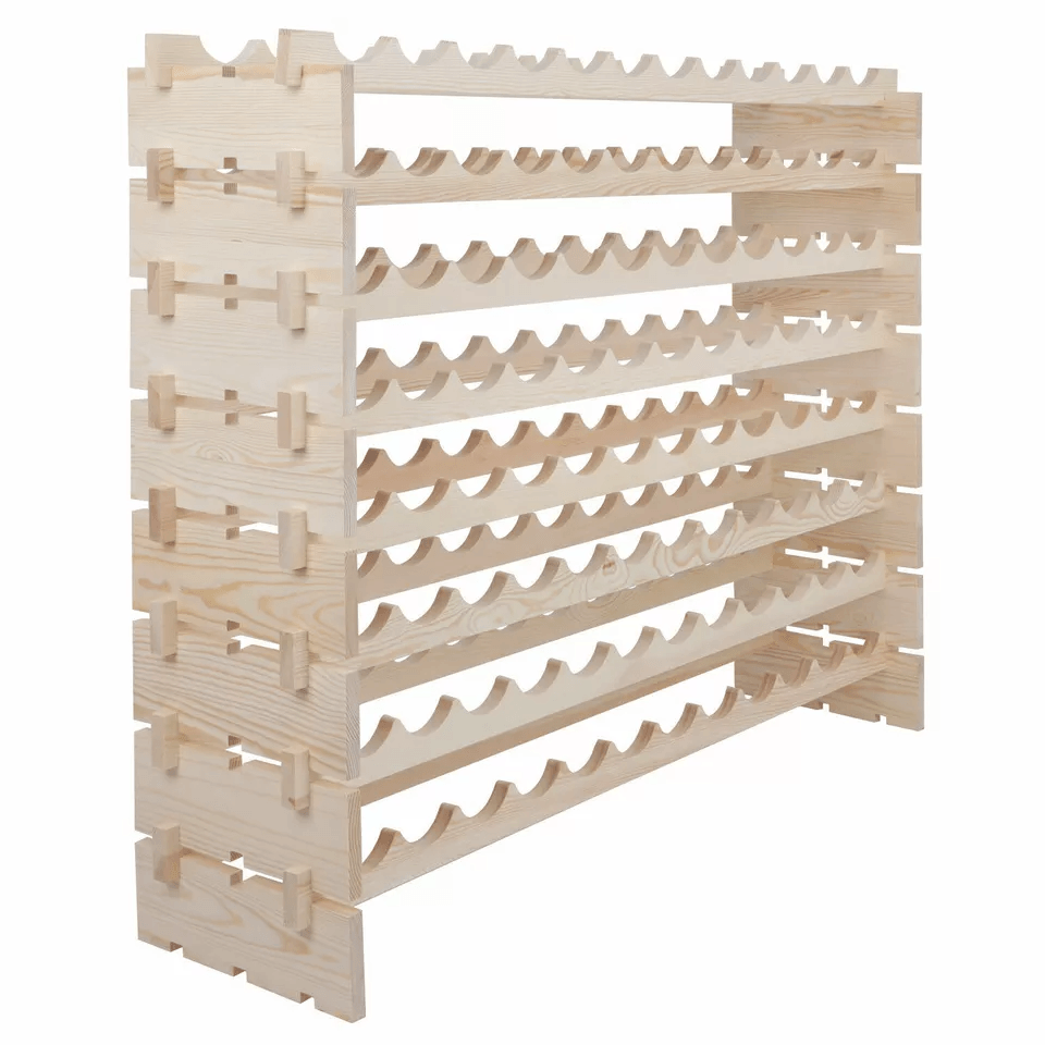 2PCS 96 Bottles Holder Wine Rack  8Tier Stackable Solid Wood Wine Storage Display For Home Bar Or C 3
