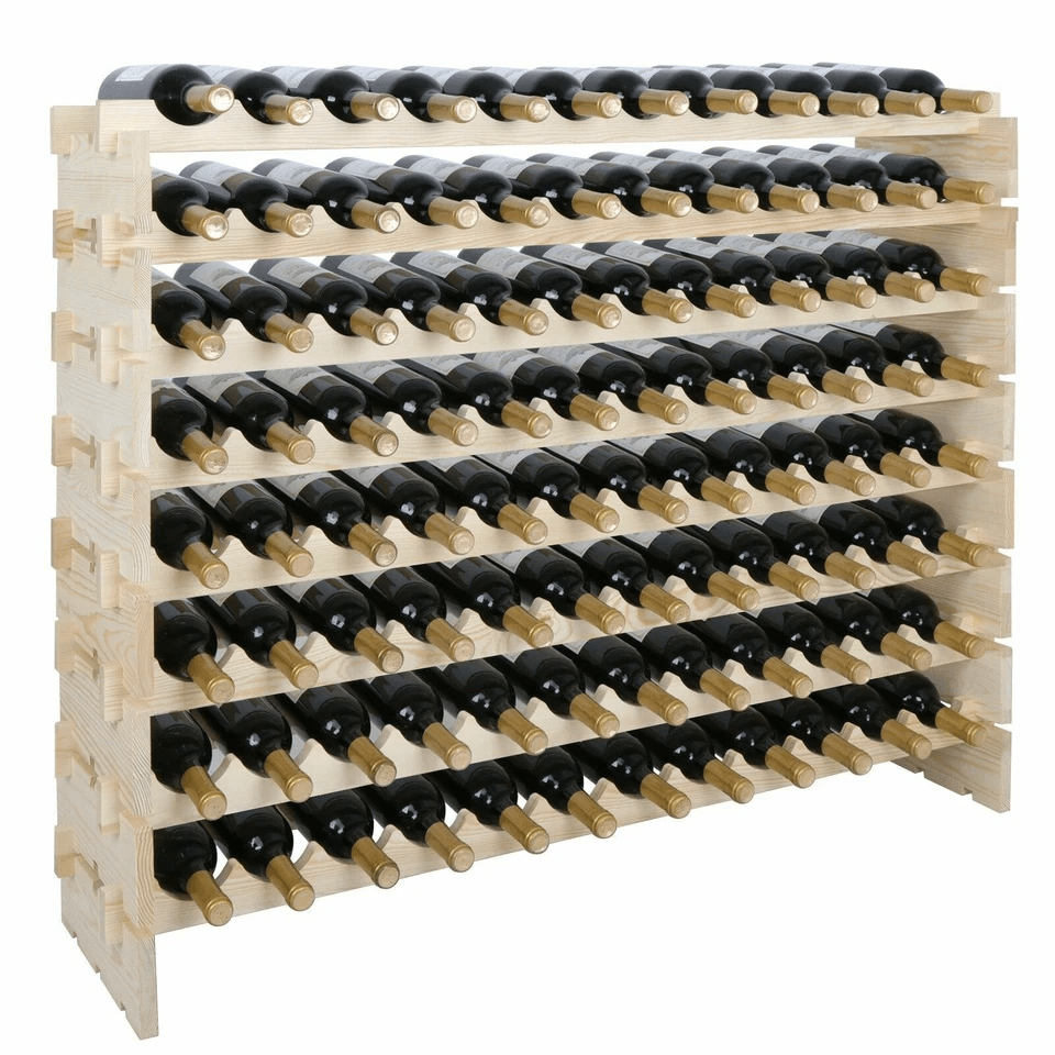 2PCS 96 Bottles Holder Wine Rack  8Tier Stackable Solid Wood Wine Storage Display For Home Bar Or C 1