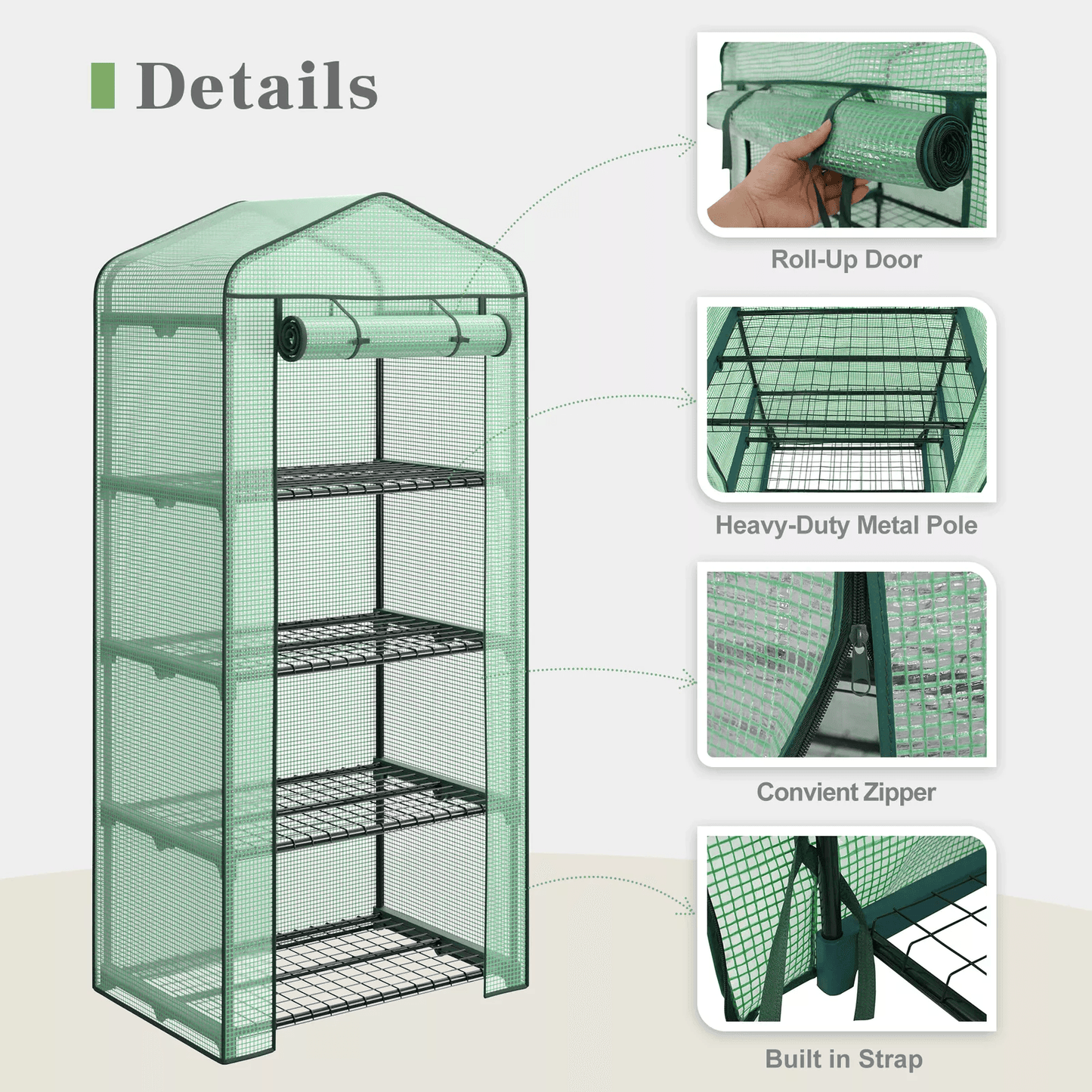 Portable Greenhouse for Indoor & Outdoor Use, Waterproof PE Cover, Ideal for Seedlings & Plants