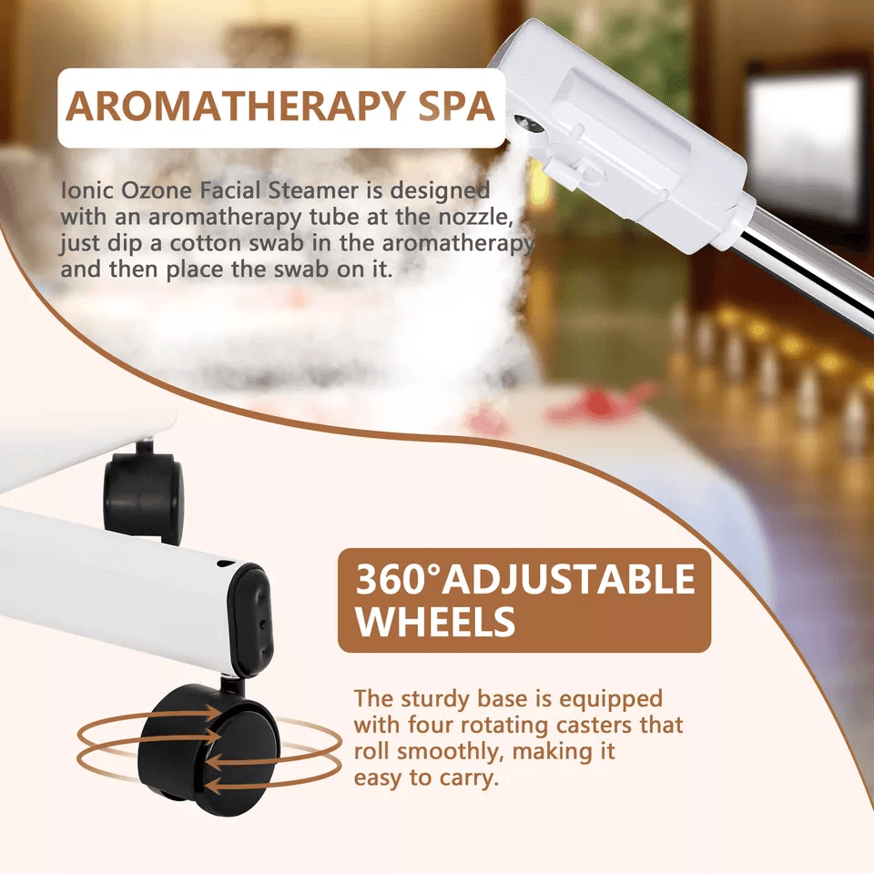 SalonGrade Professional Facial Steamer Ionic Ozone Hot Mist Stand For Deep Skin Cleaning And Hydrat 4
