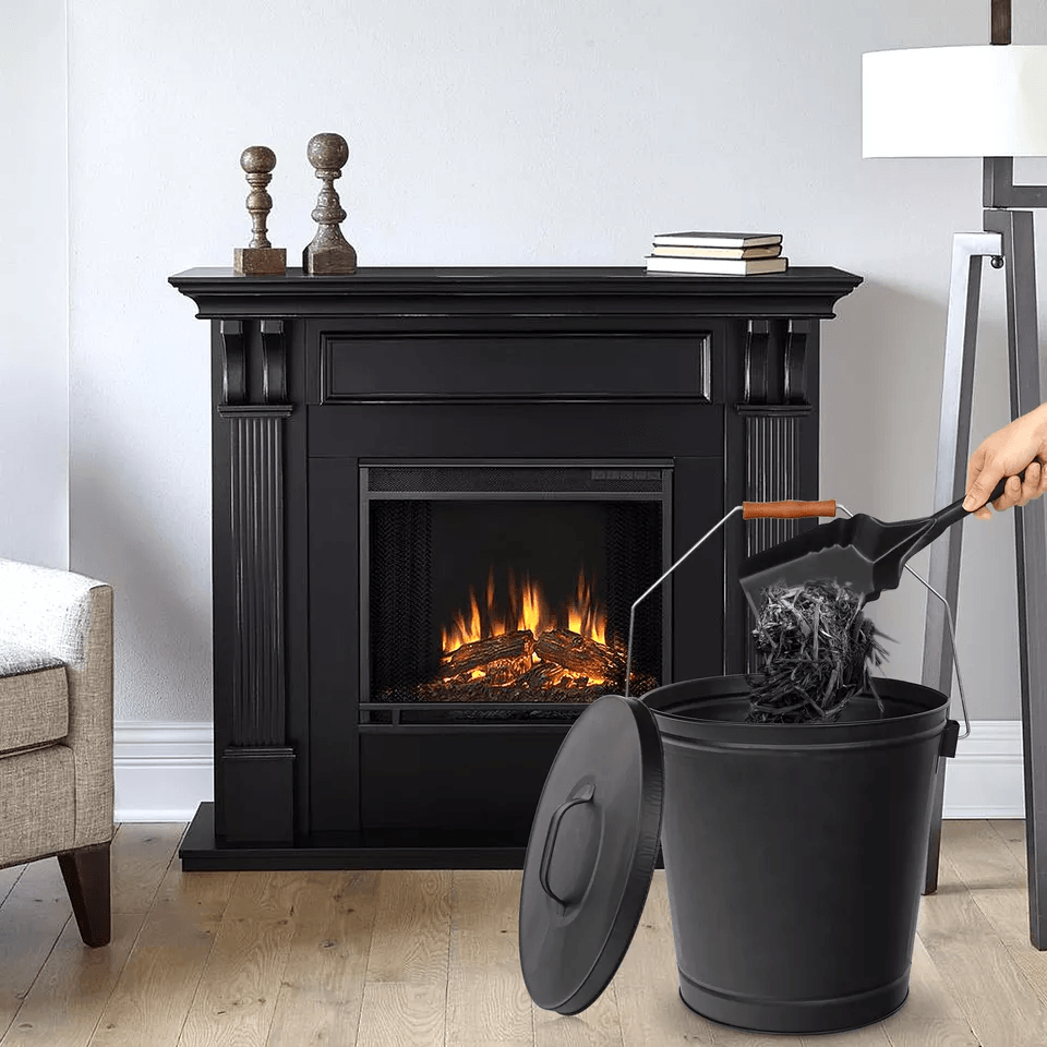 515 Gallon Ash Bucket With Lid  Shovel  Galvanized Metal Hot Ash Pail For Fireplace Wood Stove  Fir 1