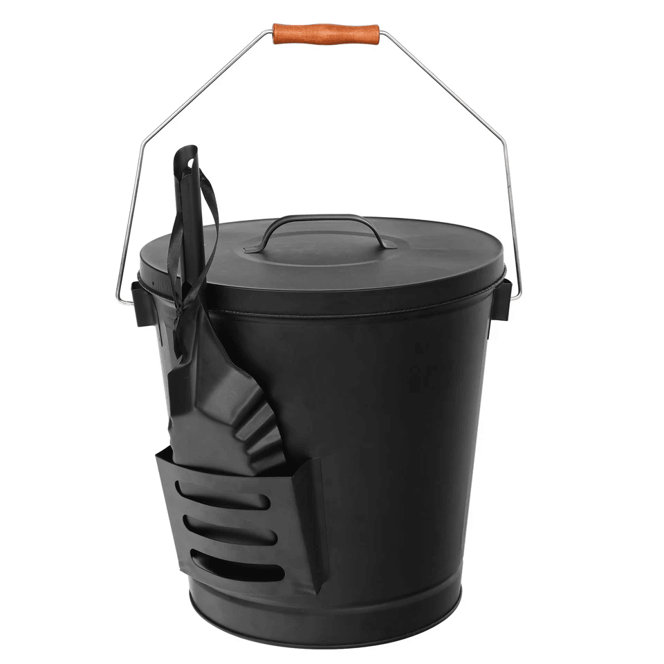 515 Gallon Ash Bucket With Lid  Shovel  Galvanized Metal Hot Ash Pail For Fireplace Wood Stove  Fir 4
