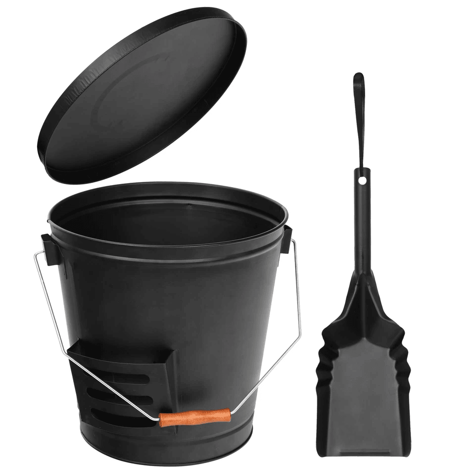 515 Gallon Ash Bucket With Lid  Shovel  Galvanized Metal Hot Ash Pail For Fireplace Wood Stove  Fir 5
