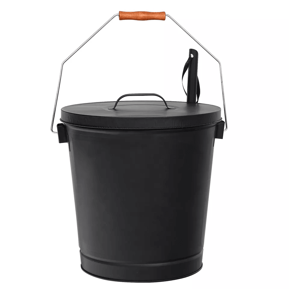 515 Gallon Ash Bucket With Lid  Shovel  Galvanized Metal Hot Ash Pail For Fireplace Wood Stove  Fir 7