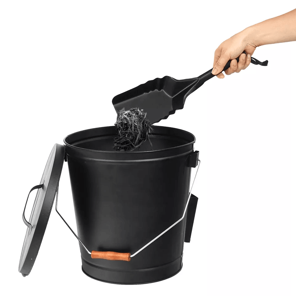 515 Gallon Ash Bucket With Lid  Shovel  Galvanized Metal Hot Ash Pail For Fireplace Wood Stove  Fir 8
