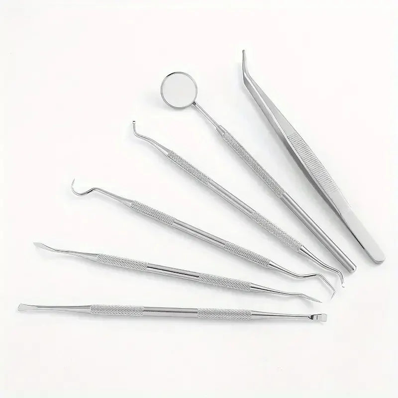 Professional Stainless Steel Dentist Oral Tools Set Mirror Flossing Tartar Removal  Cleaning Kit