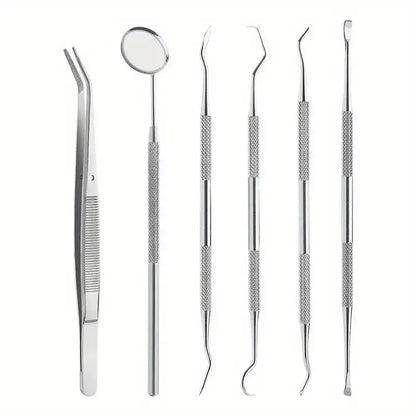 Professional Stainless Steel Dentist Oral Tools Set Mirror Flossing Tartar Removal  Cleaning Kit