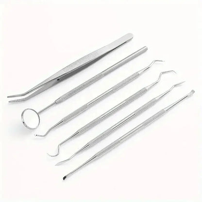 Professional Stainless Steel Dentist Oral Tools Set Mirror Flossing Tartar Removal  Cleaning Kit