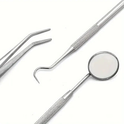 Professional Stainless Steel Dentist Oral Tools Set Mirror Flossing Tartar Removal  Cleaning Kit