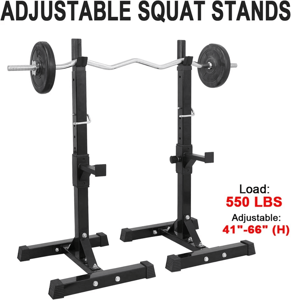 Adjustable Squat Rack Heavy Duty Barbell  Dumbbell Bench Stand 1