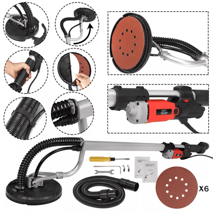 800W Electric Drywall Sander With 6 Variable Speeds  6 Sanding Discs HeavyDuty Wall  Ceiling Sander 1