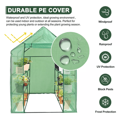 Portable Green House Outdoor With Shelves Tiers Walk In Greenhouse For Planter HeavyDuty Frame And  4