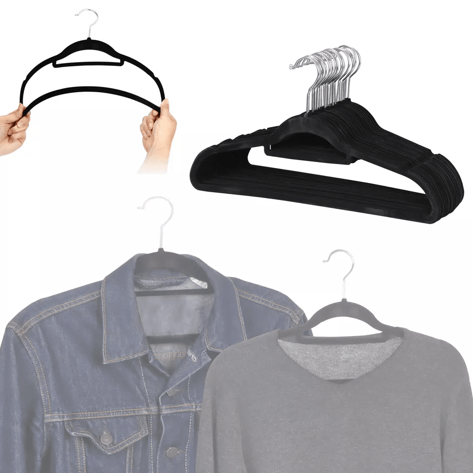 Premium Black Velvet Hangers SpaceSaving NonSlip Clothes Hangers With Swivel Hook 5