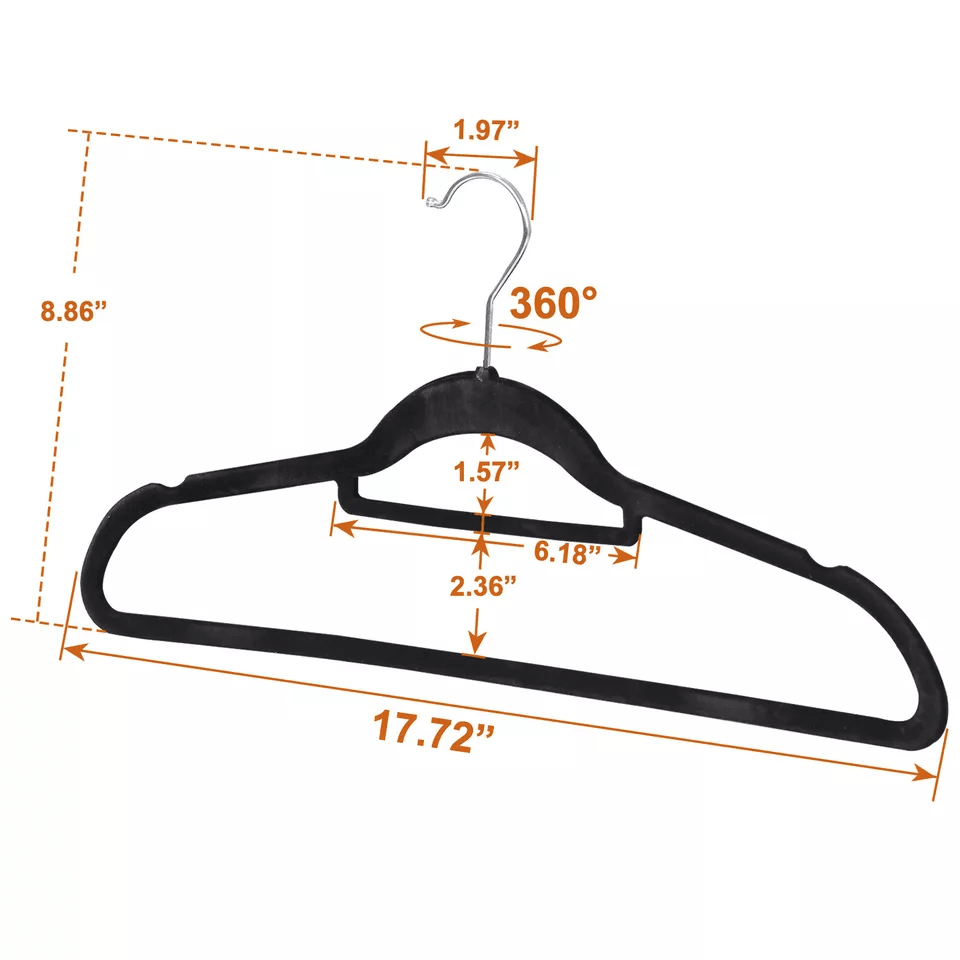 Premium Black Velvet Hangers SpaceSaving NonSlip Clothes Hangers With Swivel Hook 6