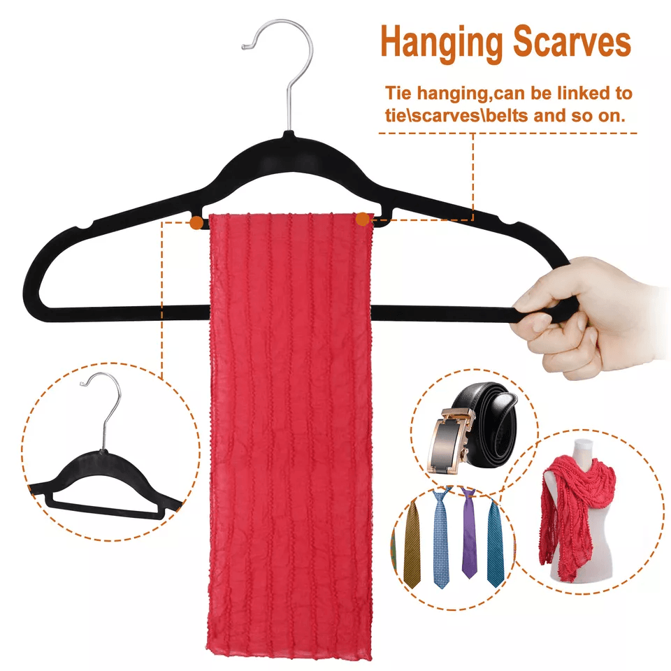 Premium Black Velvet Hangers SpaceSaving NonSlip Clothes Hangers With Swivel Hook 2