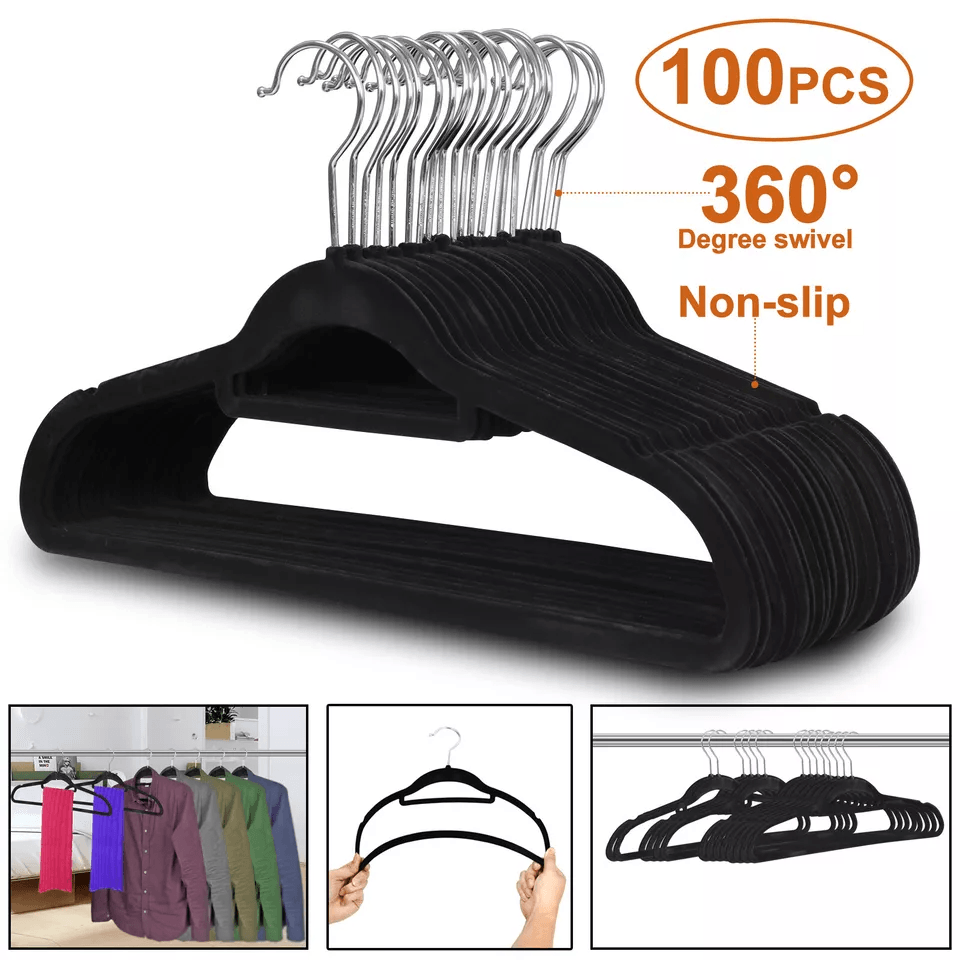 Premium Black Velvet Hangers SpaceSaving NonSlip Clothes Hangers With Swivel Hook 1