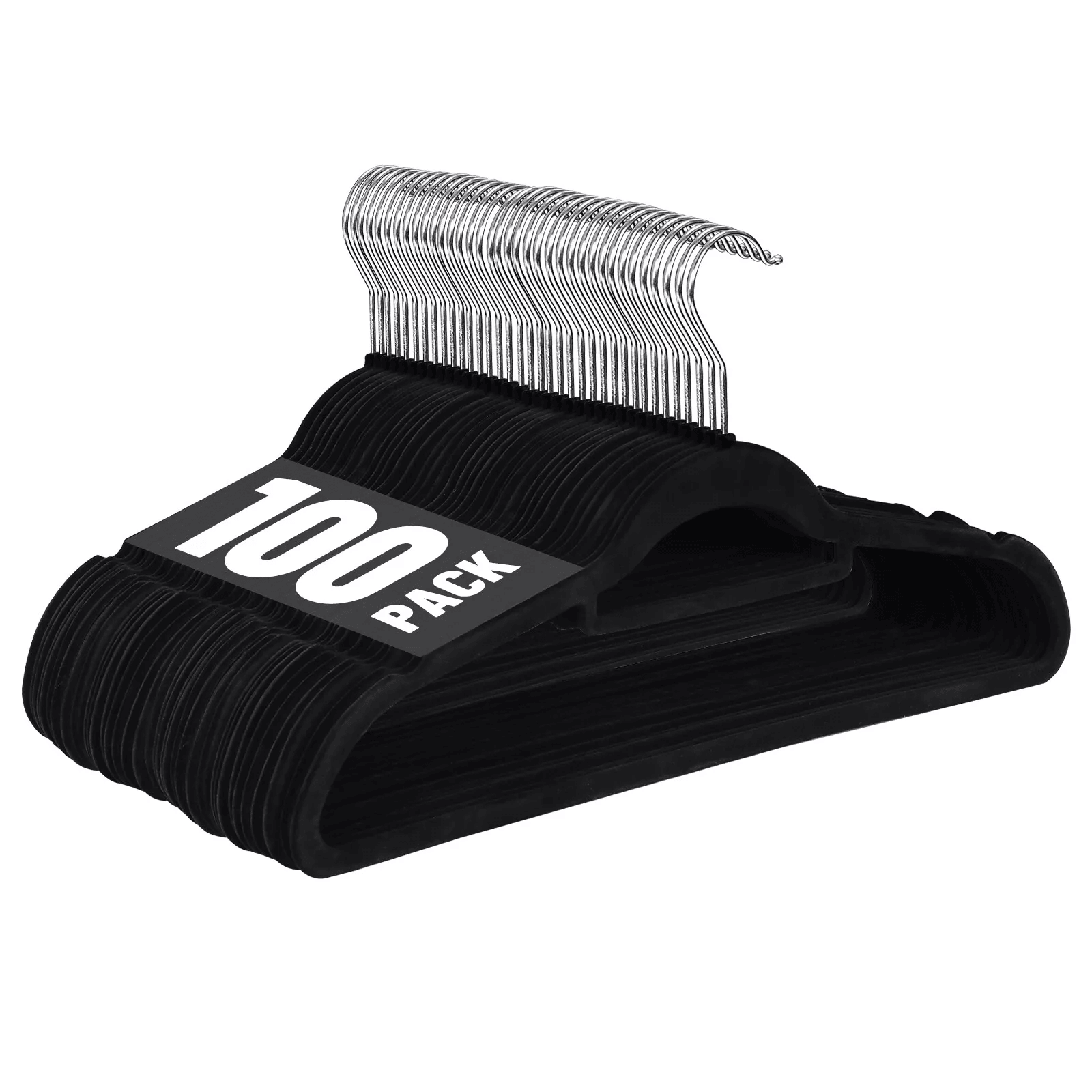 Premium Black Velvet Hangers, Space-Saving, Non-Slip Clothes Hangers with Swivel Hook