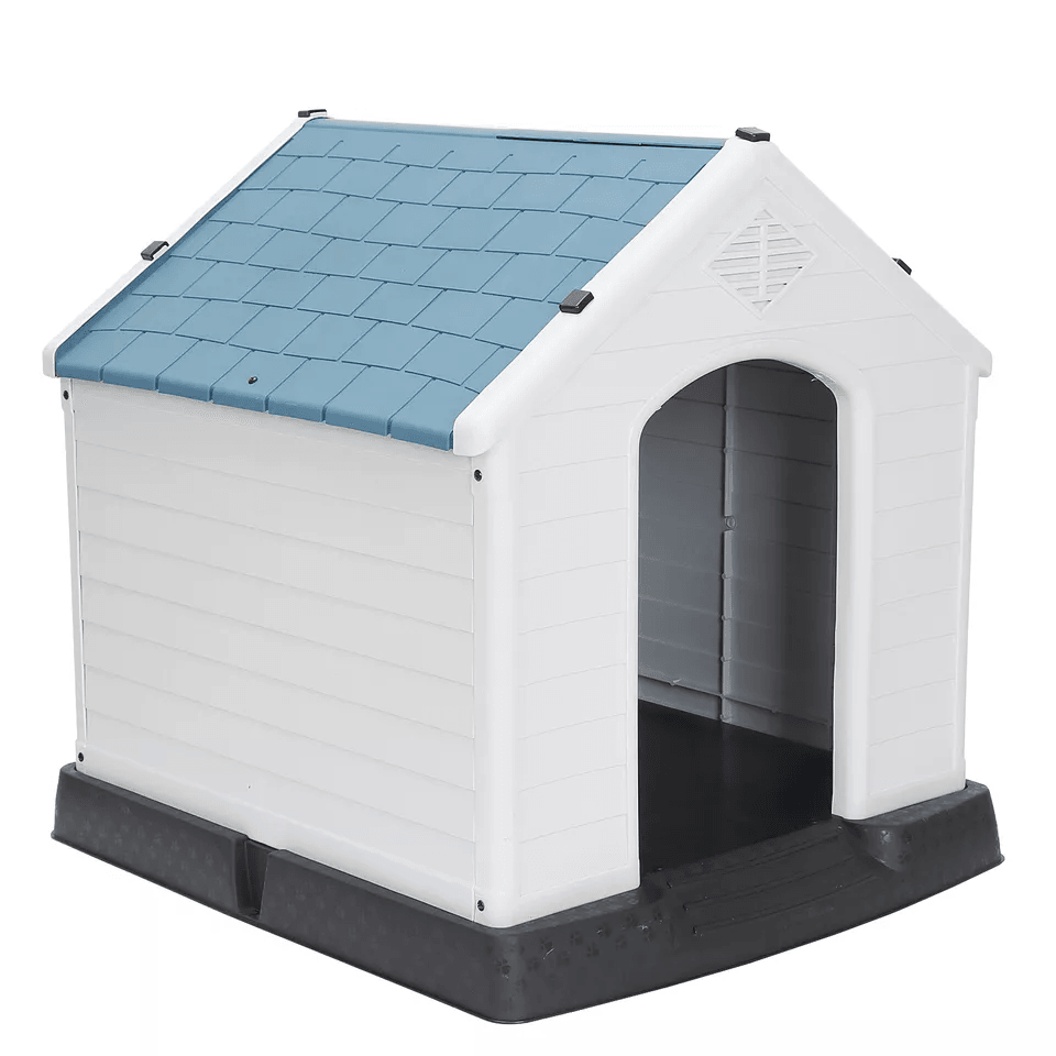 Plastic Dog House Indoor Outdoor Doghouse Puppy Shelter With Air Vent Elevated Floor Easy Assembly  2