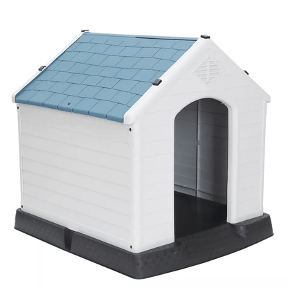 Plastic Dog House Indoor Outdoor Doghouse Puppy Shelter With Air Vent Elevated Floor Easy Assembly  2