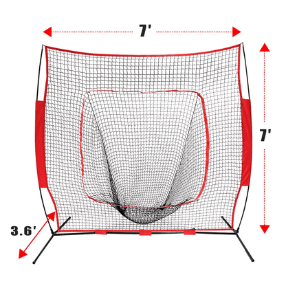 Baseball Softball Practice Net With Bow Frame  Carry Bag Hitting  Pitching Trainer 1