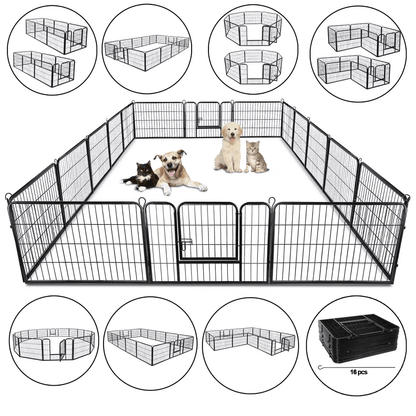 Portable 16 Panel Dog Playpen Detachable Fence For Outdoor RV  Yard Use 2