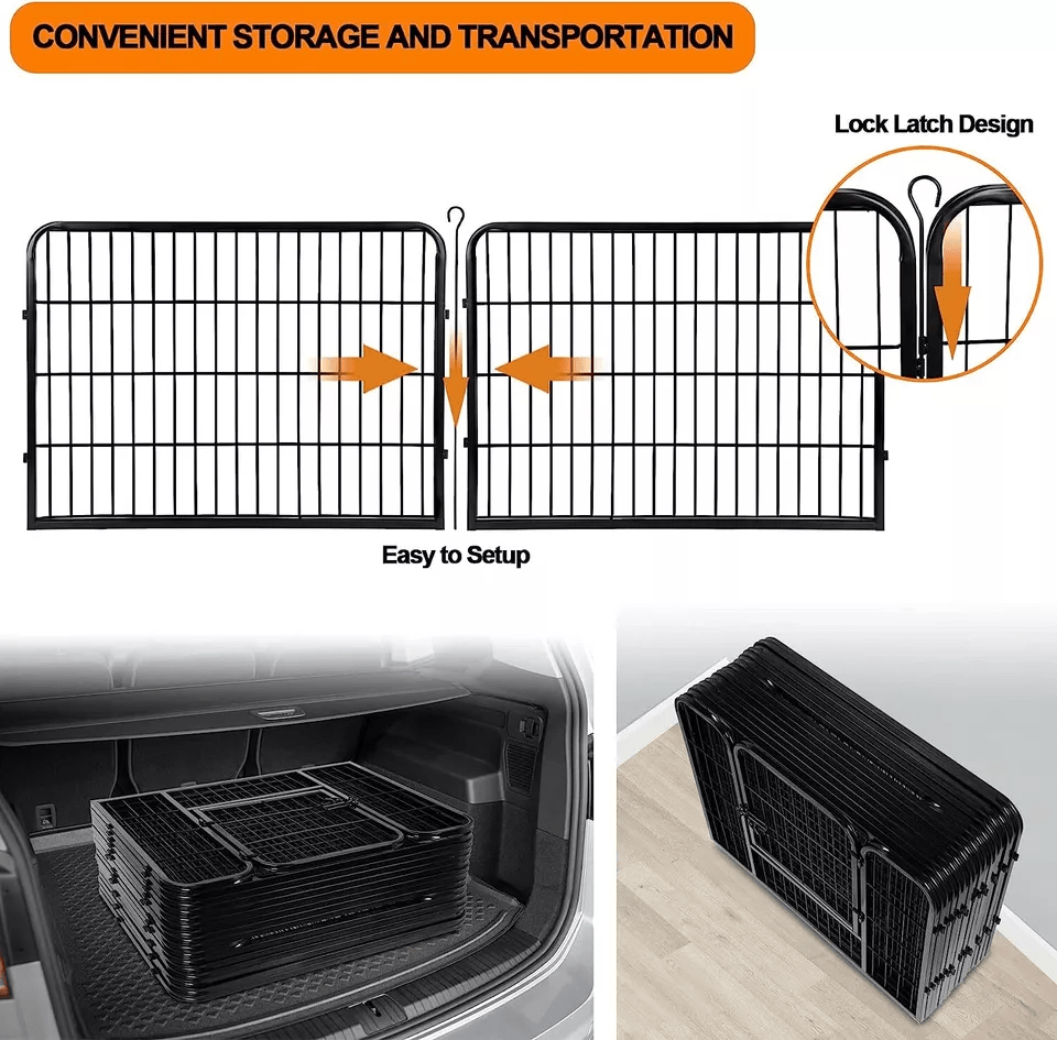 Portable 16 Panel Dog Playpen Detachable Fence For Outdoor RV  Yard Use 4