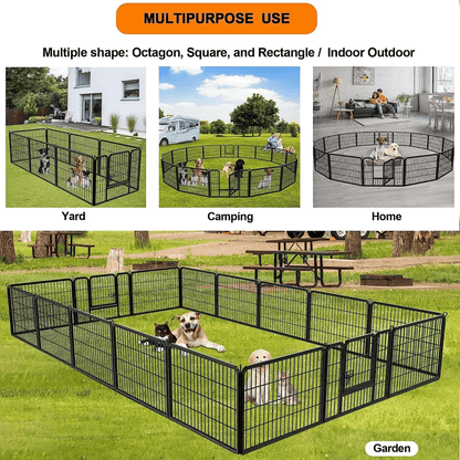 Portable 16 Panel Dog Playpen Detachable Fence For Outdoor RV  Yard Use 5