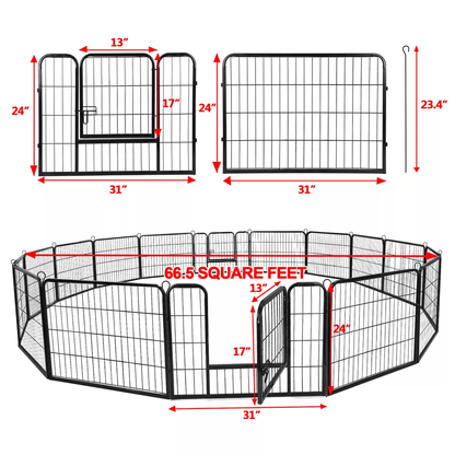 Portable 16 Panel Dog Playpen Detachable Fence For Outdoor RV  Yard Use 7