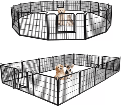 Portable 16 Panel Dog Playpen, Detachable Fence for Outdoor, RV & Yard Use