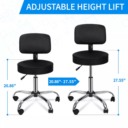 Swivel Salon Spa Stool Chair Adjustable Hydraulic Rolling Stool With Back Support 4