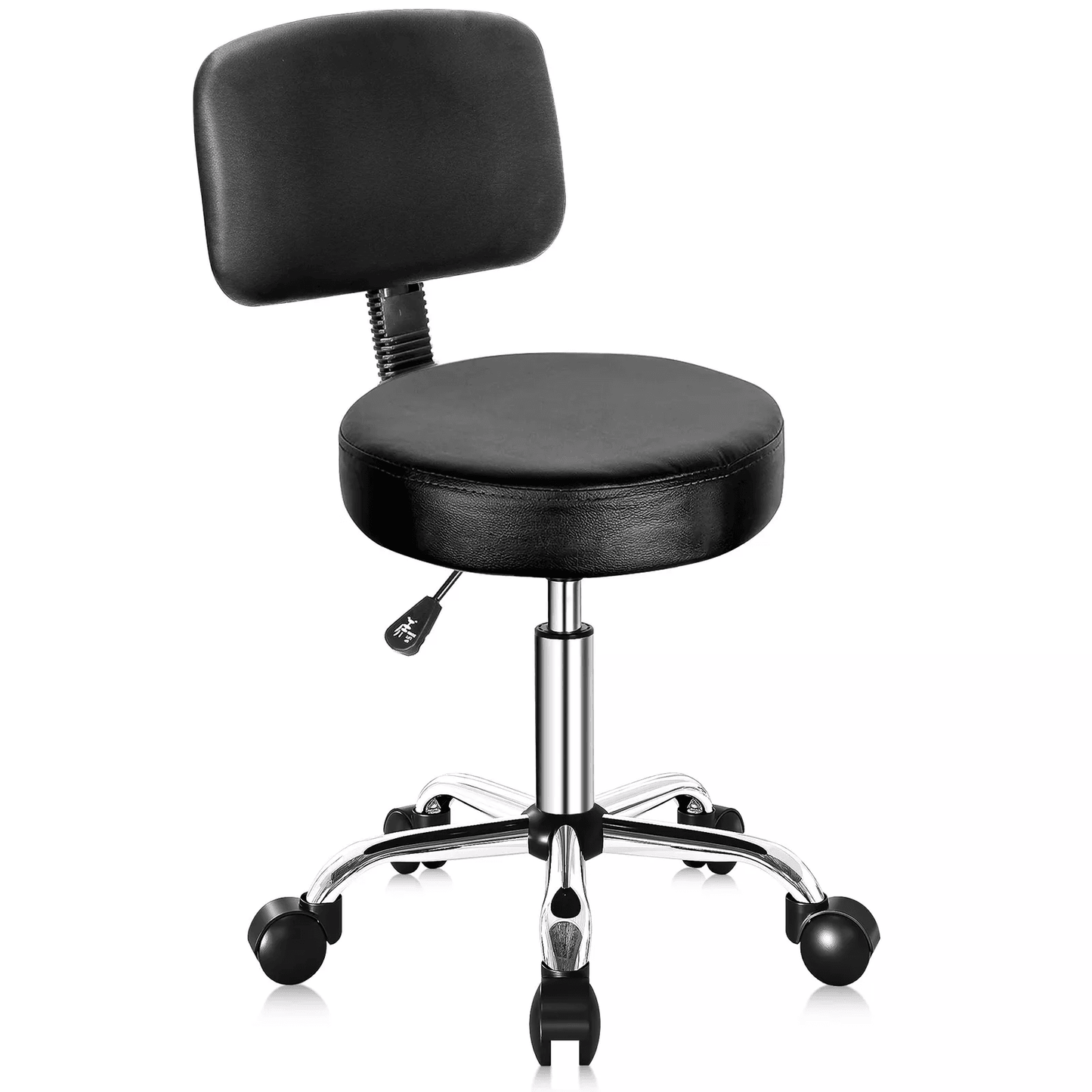 Swivel Salon Spa Stool Chair, Adjustable Hydraulic Rolling Stool with Back Support