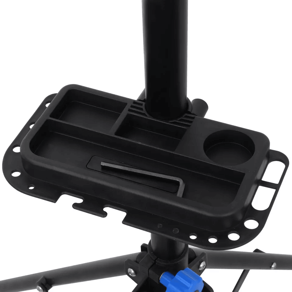 Bike Repair Stand Adjustable Bicycle Maintenance Rack With Rotating Clamp  Tool Tray 6