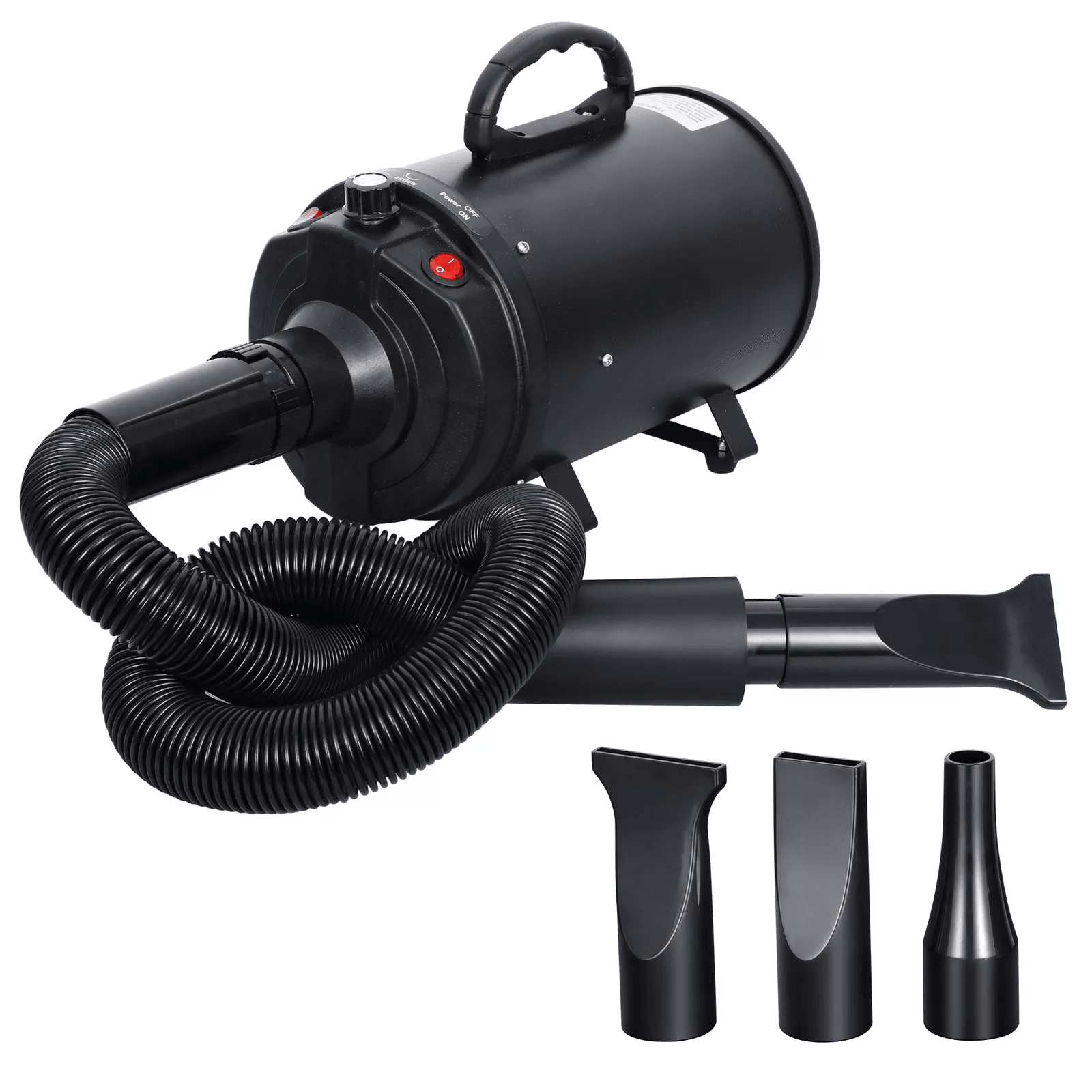 Pet Dog Hair Dryer 3.2HP | Adjustable Speed Grooming Blow Dryer with Heater | High Velocity 2400W Black