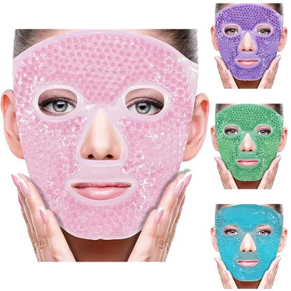 Spa Ice Cold  Hot Heat Full Face Eye Mask Gel Beads Compress for Puffy Eyes  Dark Circles