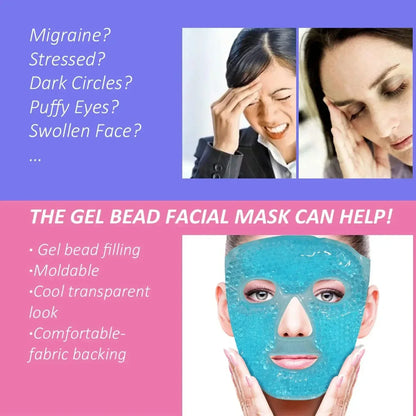 Spa Ice Cold  Hot Heat Full Face Eye Mask Gel Beads Compress for Puffy Eyes  Dark Circles