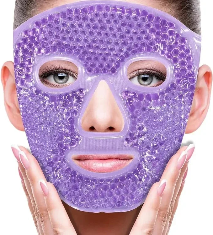 Spa Ice Cold  Hot Heat Full Face Eye Mask Gel Beads Compress for Puffy Eyes  Dark Circles