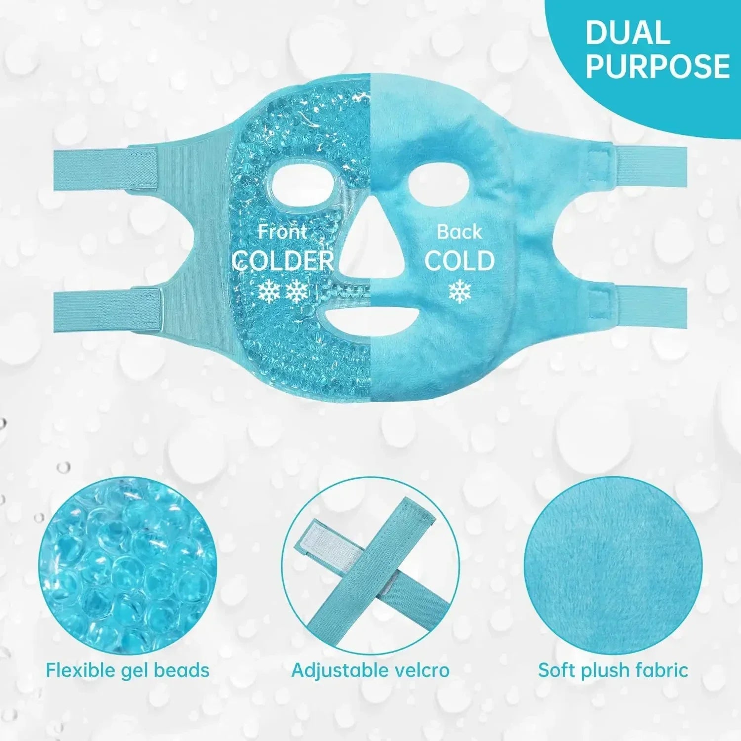 Spa Ice Cold  Hot Heat Full Face Eye Mask Gel Beads Compress for Puffy Eyes  Dark Circles