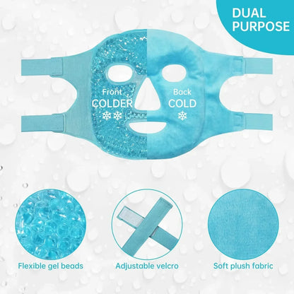 Spa Ice Cold  Hot Heat Full Face Eye Mask Gel Beads Compress for Puffy Eyes  Dark Circles