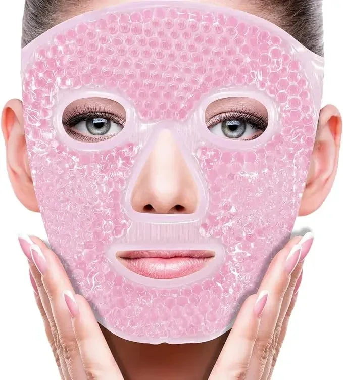 Spa Ice Cold  Hot Heat Full Face Eye Mask Gel Beads Compress for Puffy Eyes  Dark Circles