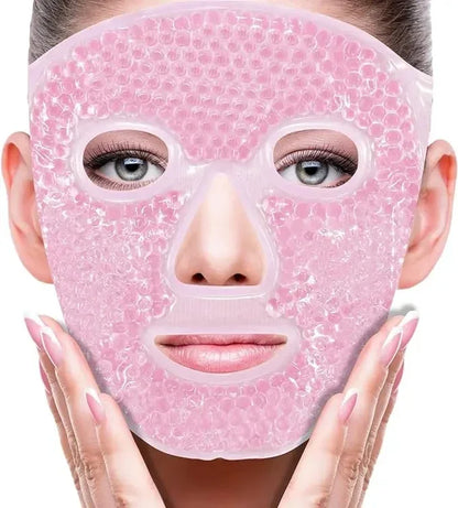 Spa Ice Cold  Hot Heat Full Face Eye Mask Gel Beads Compress for Puffy Eyes  Dark Circles